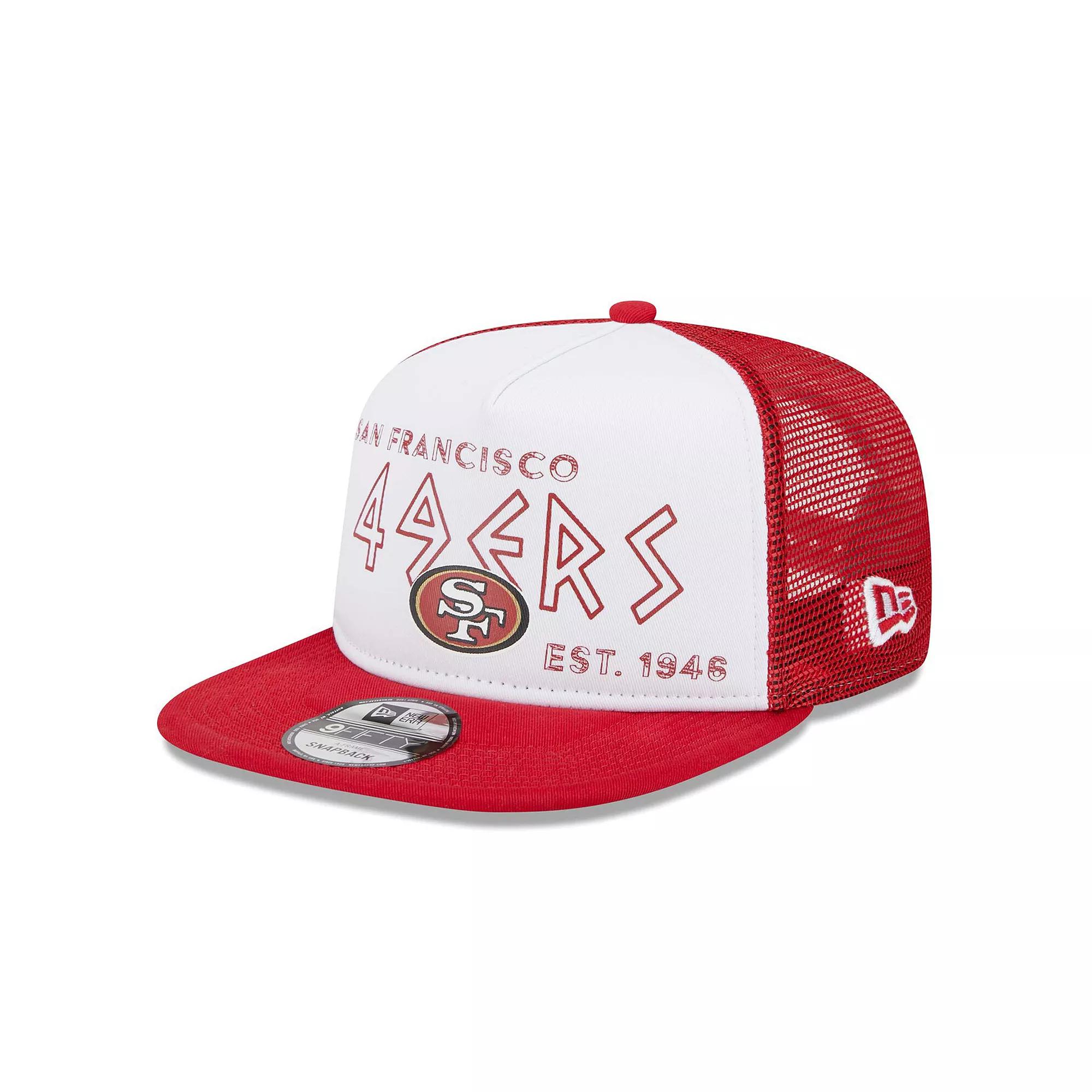 Men's New Era White/Scarlet San Francisco 49ers Banger 9FIFTY Trucker Snapback Hat Product Image