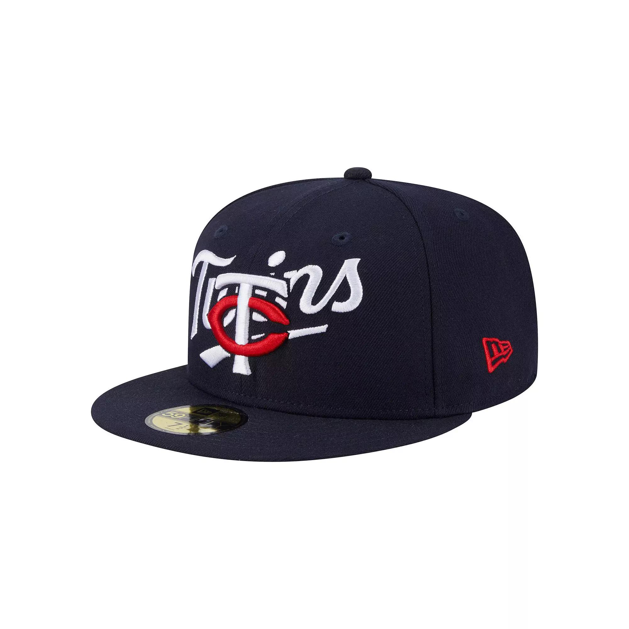 Men's New Era Navy Minnesota Twins Overlap 59FIFTY Fitted Hat,  Product Image