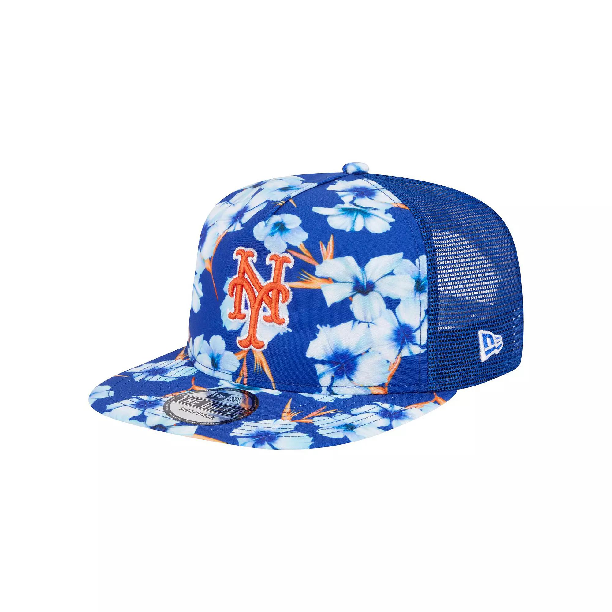 Men's New Era Royal New York Mets Adventure Pattern Golfer Trucker Snapback Hat, Blue Product Image