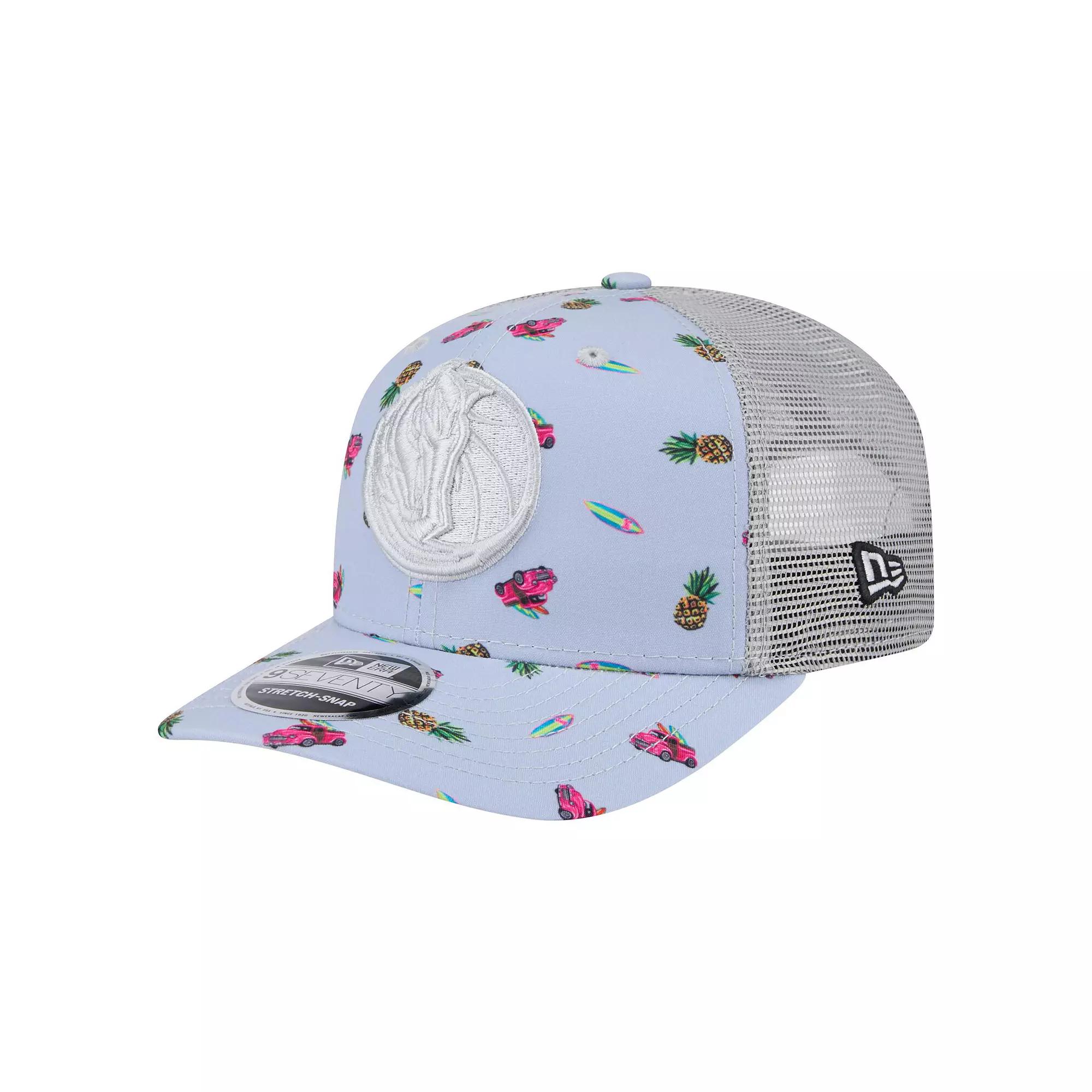 Men's New Era Light Blue/Gray Dallas Mavericks Adventure Aloha Pattern 9SEVENTY Stretch-Snap Hat Product Image