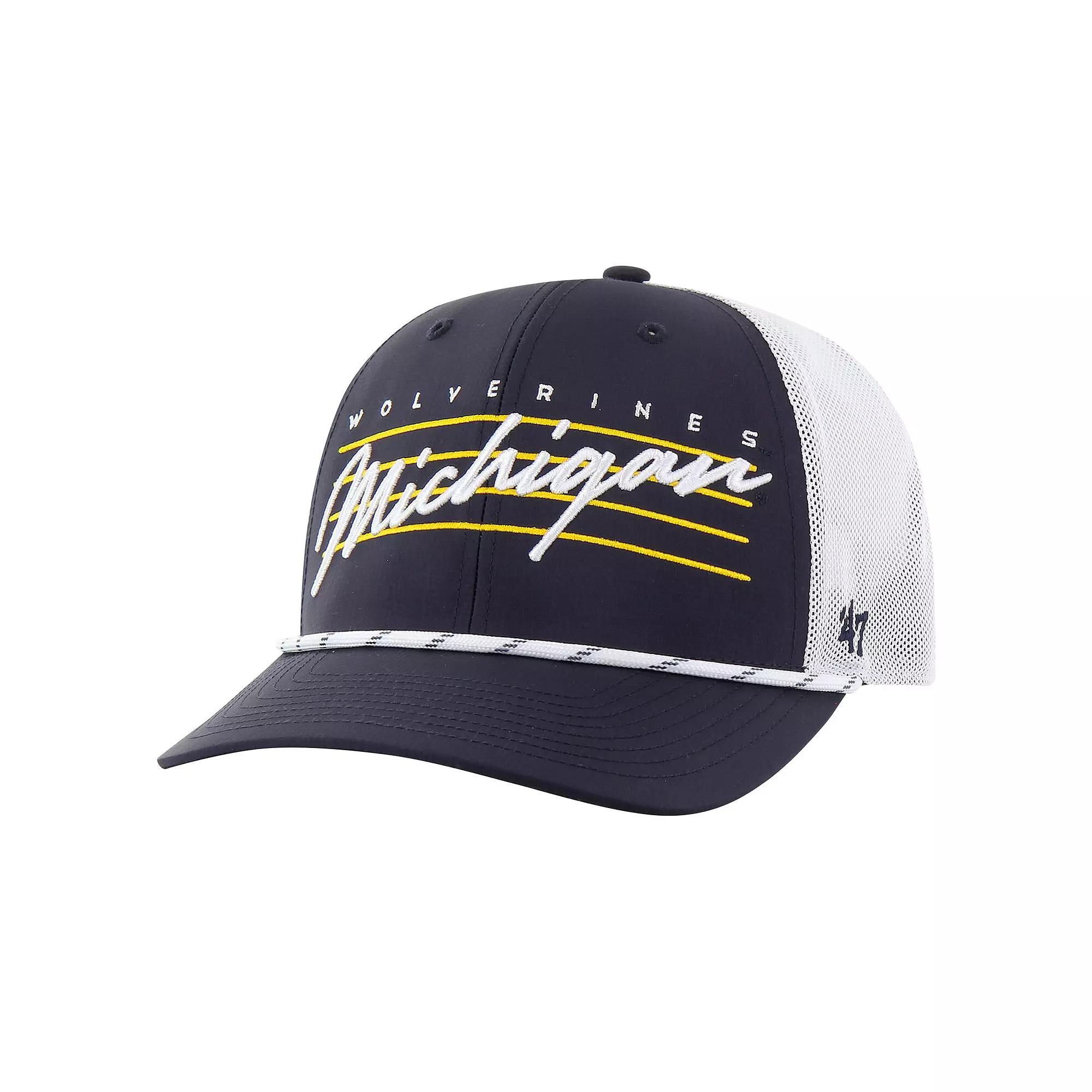 Men's '47 Navy Michigan Wolverines Downburst Trucker Adjustable Hat, Blue Product Image