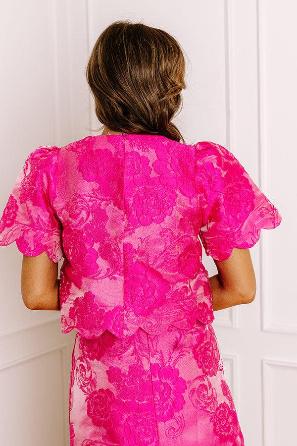 Garden Soiree Floral Jacquard Top in Hot Pink Product Image