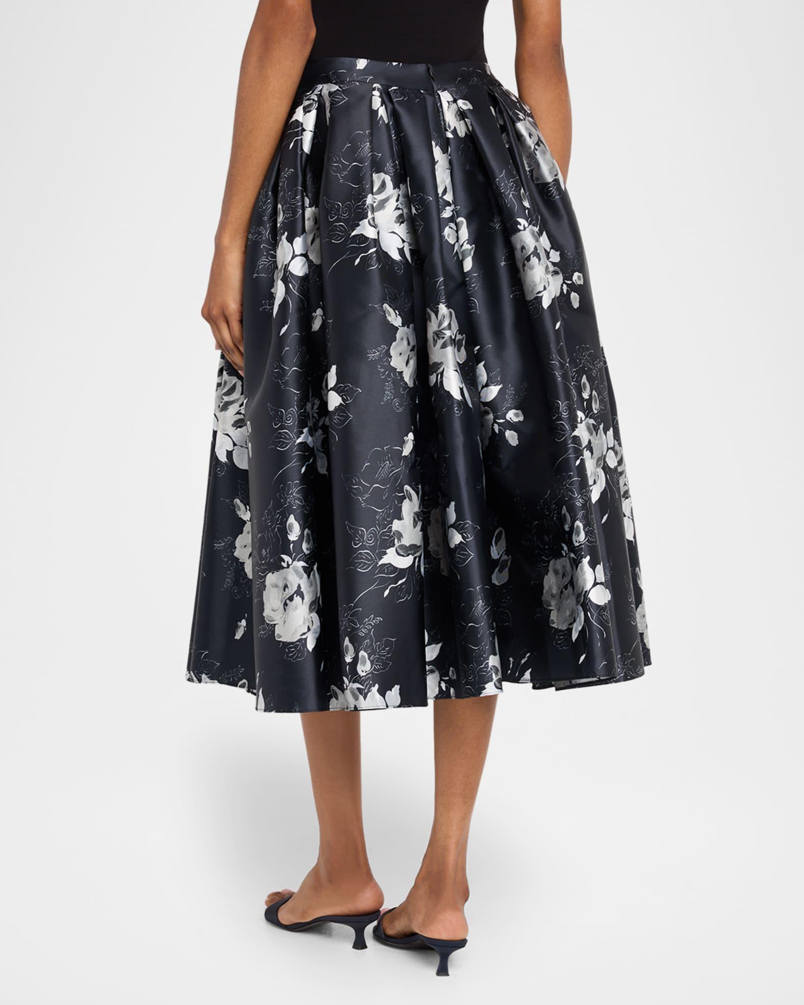 Floral Pleated Midi Skirt Product Image