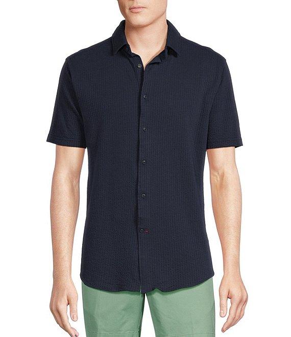 Cremieux Blue Label Solid Seersucker Short Sleeve Coatfront Shirt Product Image