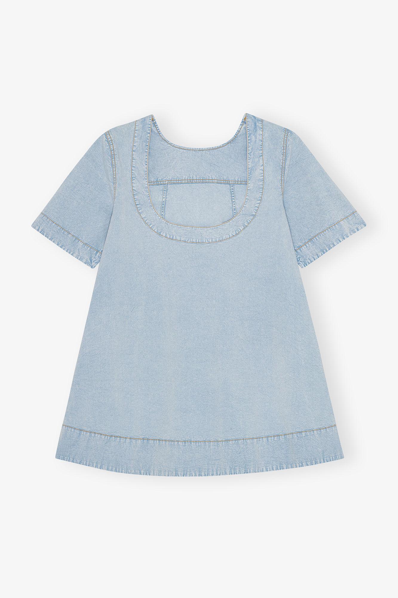 Light Blue A-line Mini Denim Dress Product Image