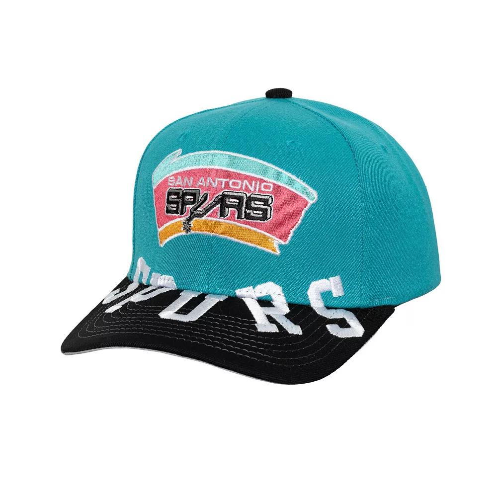 Men's Mitchell & Ness Turquoise/Black San Antonio Spurs Underarch Two-Tone Pro Crown Snapback Hat, Turquoise A Product Image