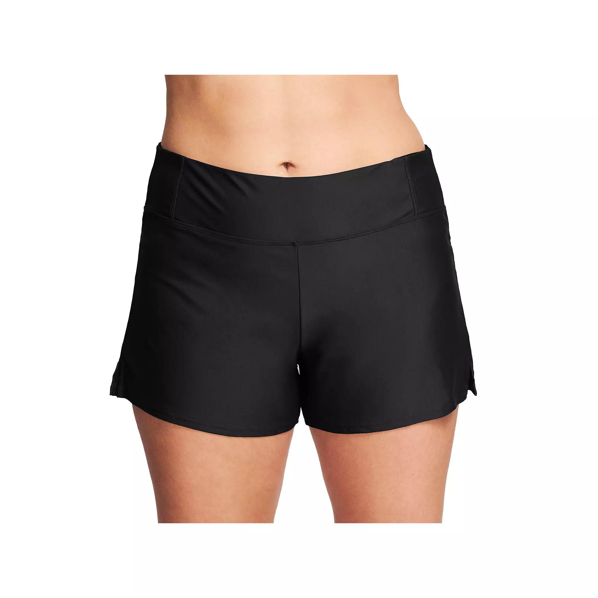 Plus Size Mazu Built-In Brief Swim Short, Women's, Size: 24 W, Black Product Image