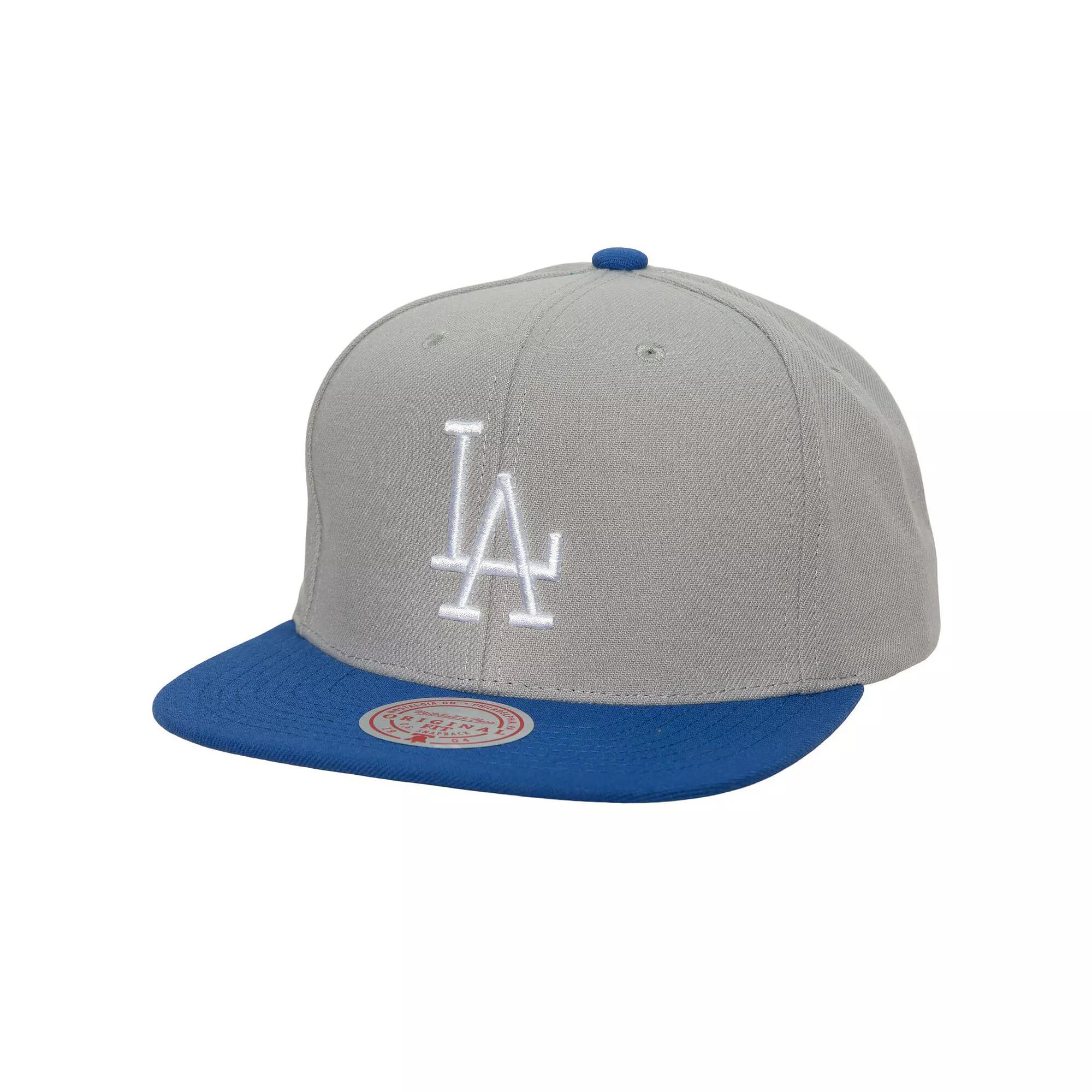 Men's Mitchell & Ness Gray Los Angeles Dodgers Cooperstown Collection Away Snapback Hat, Grey Product Image