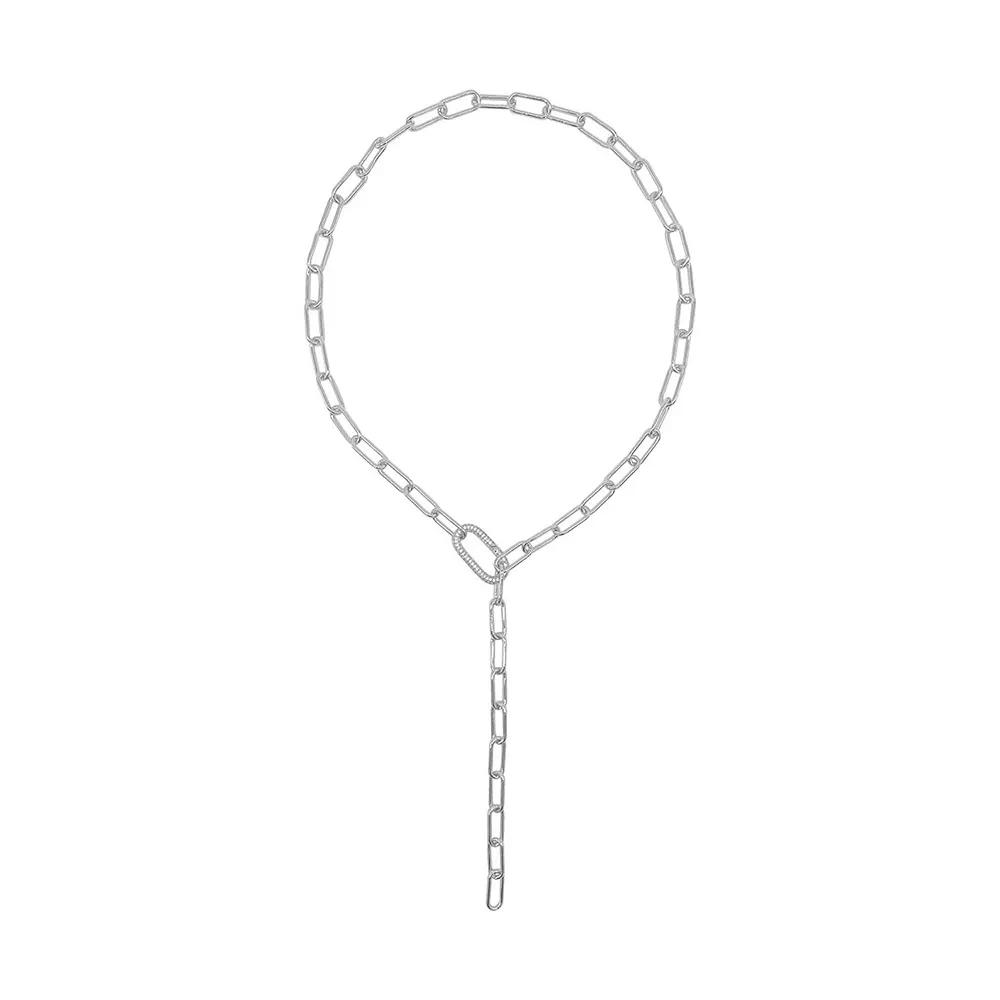 Adornia Brass Paper Clip Chain Lariat Necklace, Women's, Size: 24", Silver Tone Product Image