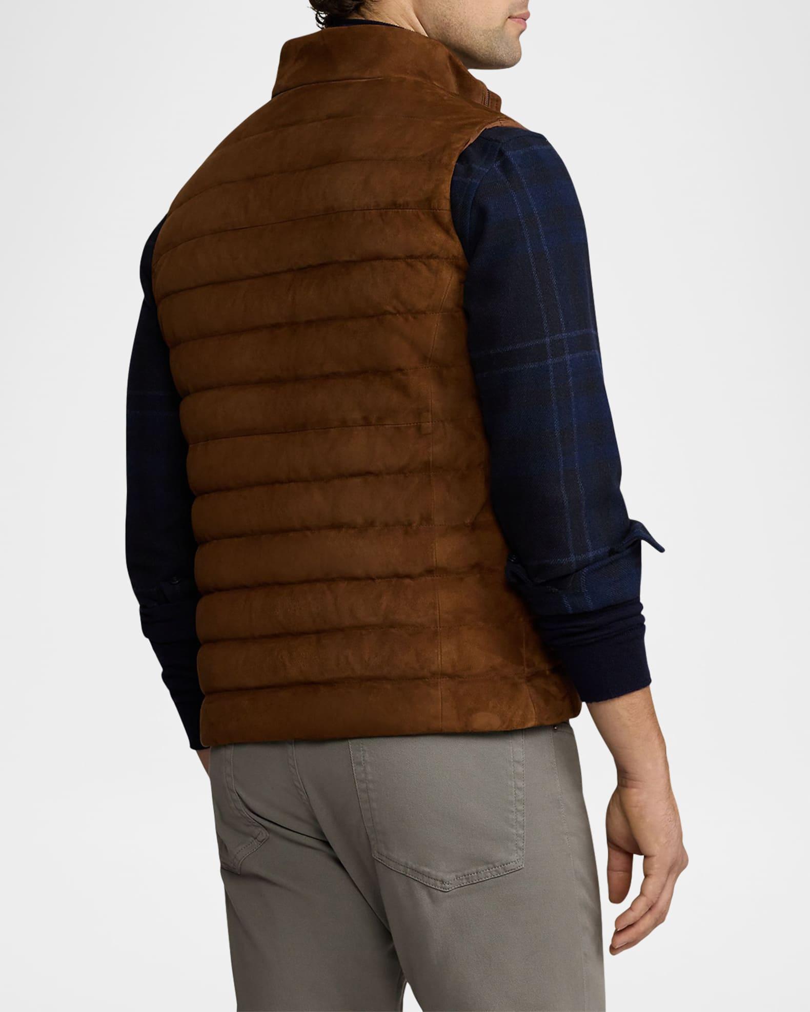 Men's Quilted Suede Down Vest Product Image