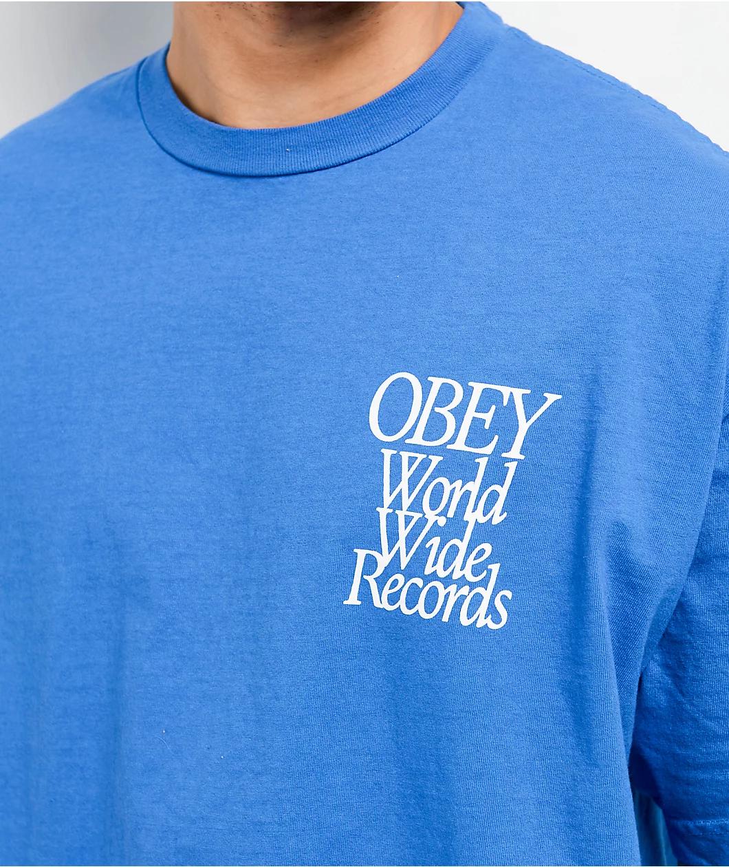 Obey Worldwide Records Blue T-Shirt Product Image