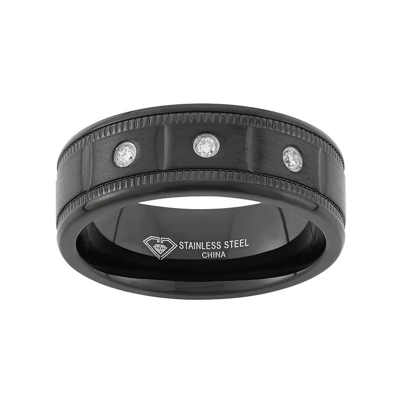 Steel Nation 1/10 Carat T.W. Diamond Black Ion-Plated Stainless Steel Wedding Band - Men, Men's,  Product Image
