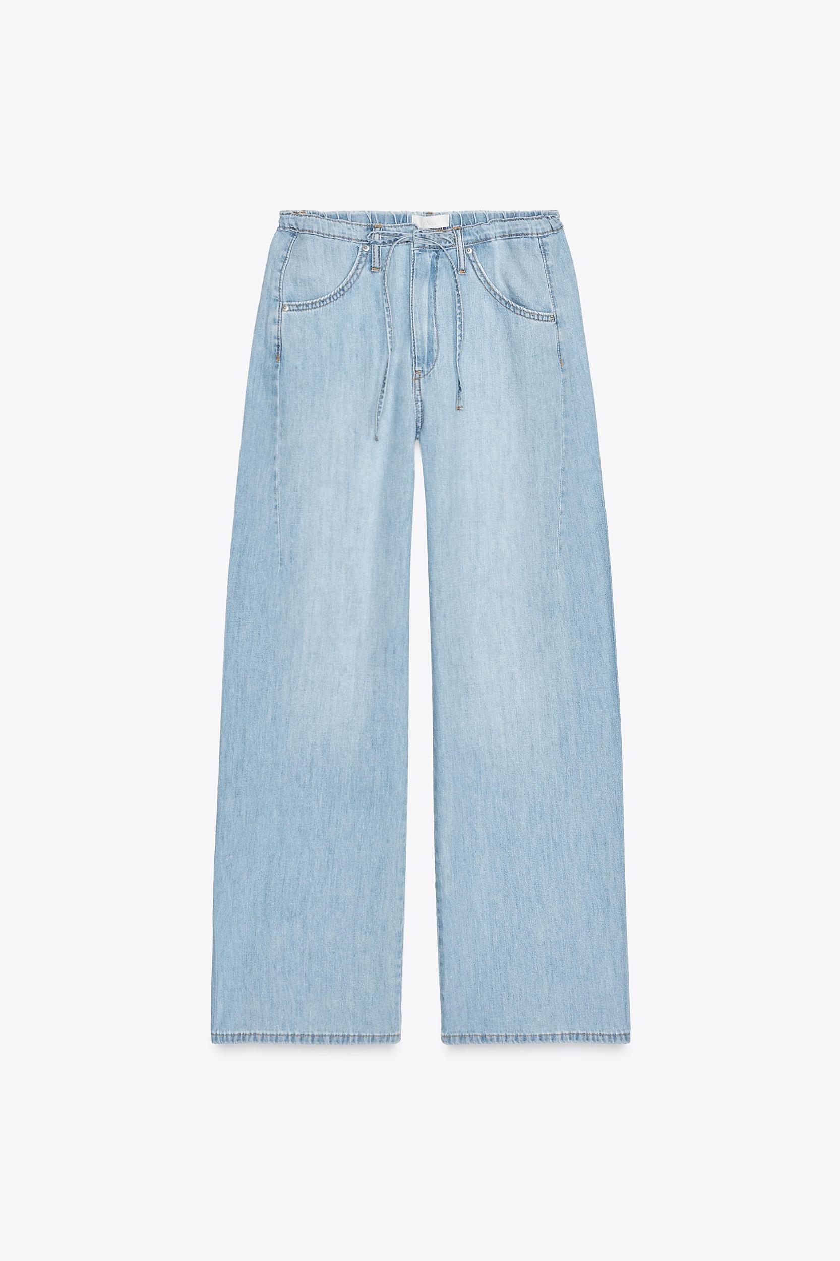 FLOWY DRAWSTRING DENIM PANTS Product Image