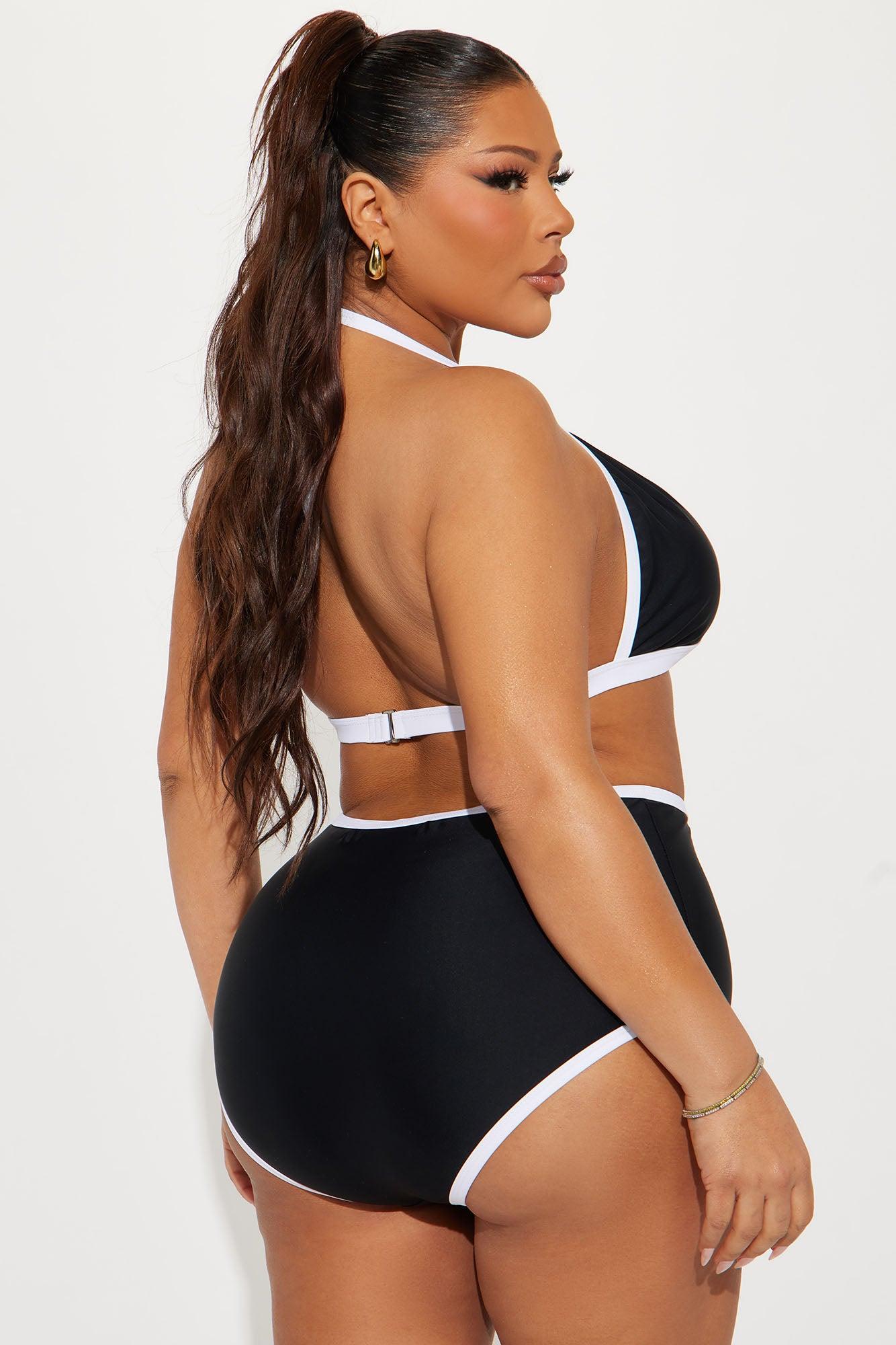 Hazel Contrast Trim Boyshort 2 Piece Bikini - Black/White Product Image