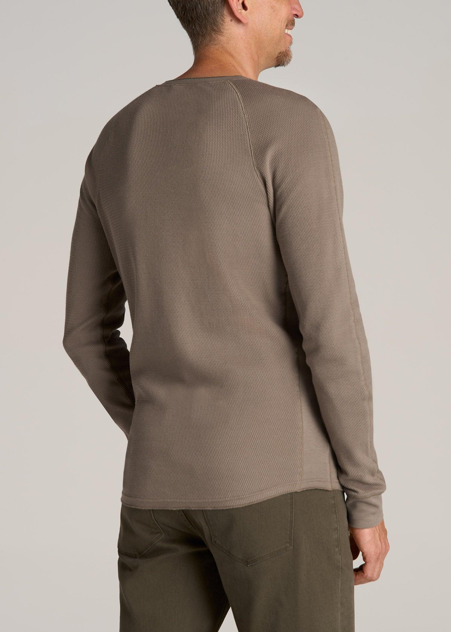 Double Honeycomb Thermal Long-Sleeve Henley Shirt for Tall Men in Dark Sand Male Product Image