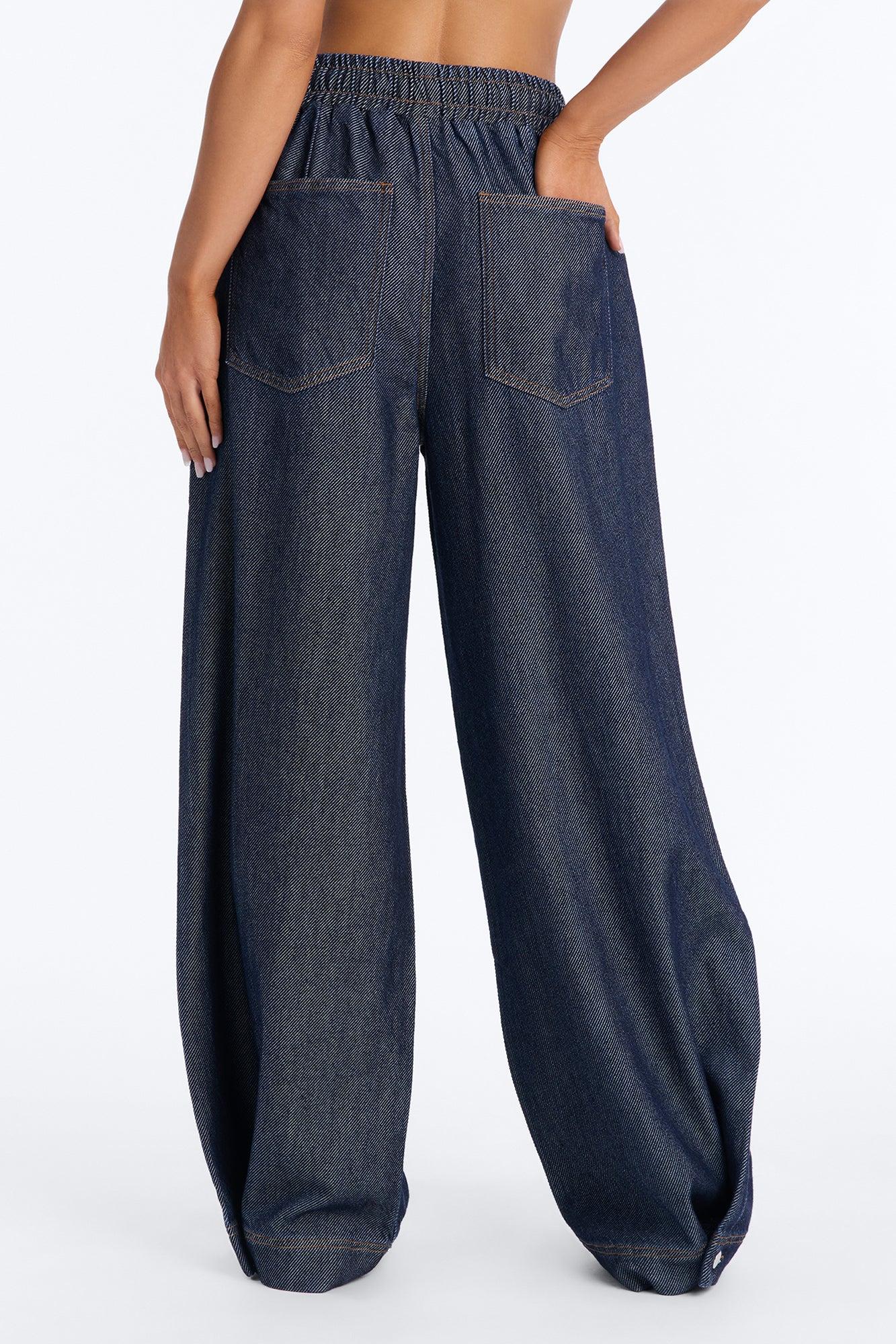 City Pulse Drapey Tie Waist Jogger Jeans - Dark Denim Female Product Image
