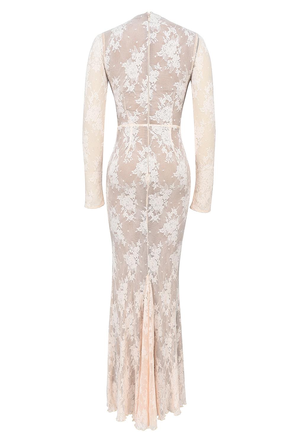 Isoline  peach lace maxi dress Product Image