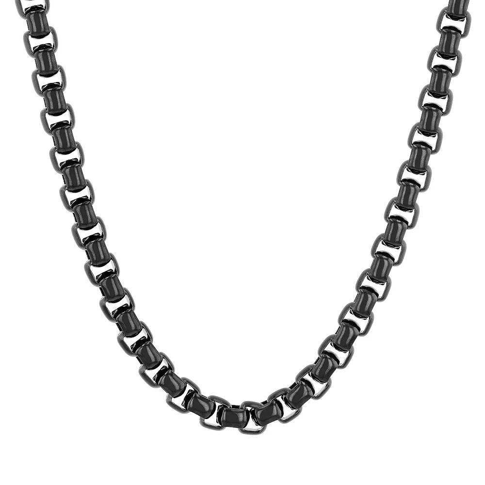 Steel Nation Men's Black Ion-Plated Stainless Steel Square Link Chain Necklace,  Product Image