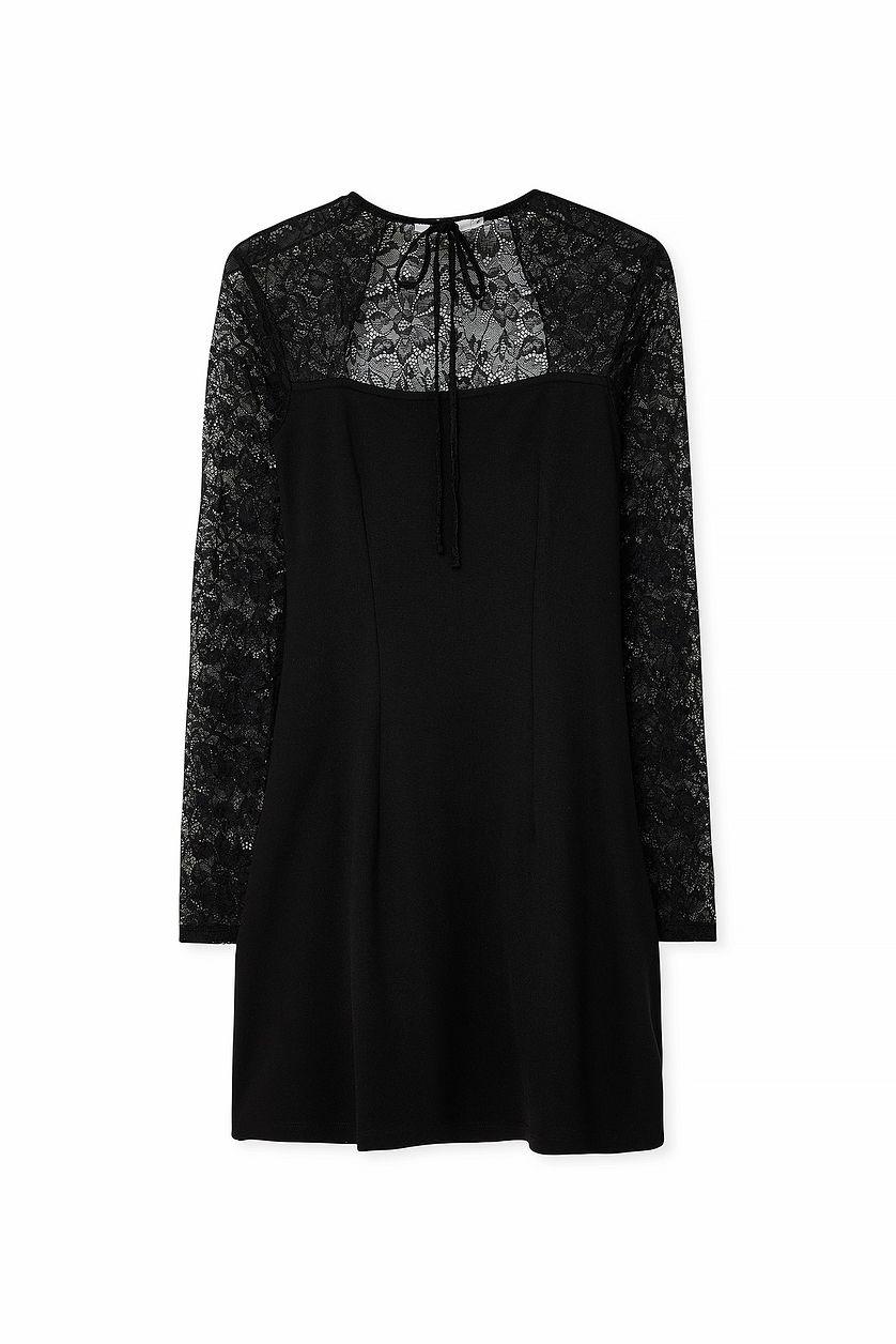 Lace Sleeve Jersey Mini Dress Product Image