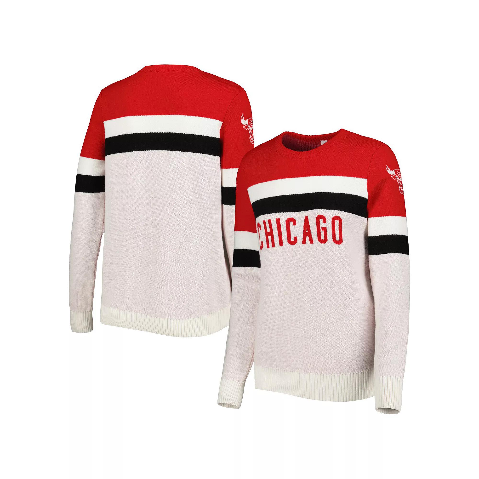 Women's Lusso Red/Cream Chicago Bulls Dominique Pullover Sweater,  Product Image