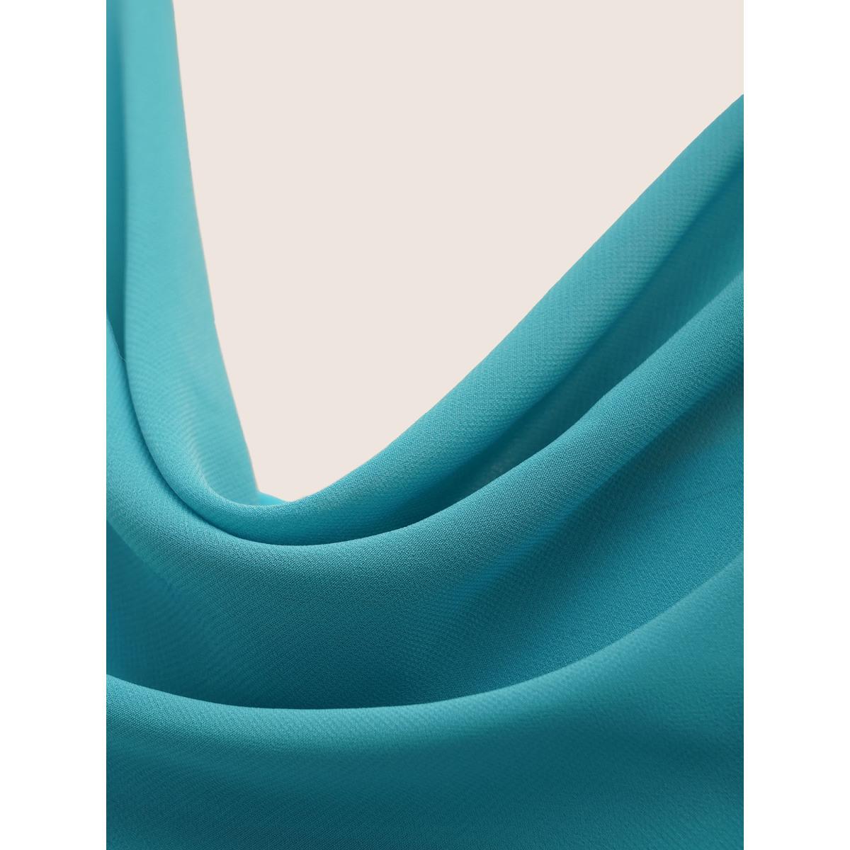 Plus Size Cerulean Cowl Neck Chiffon Mesh Flutter Sleeve Blouse Women Work From Home Half Sleeve Cowl Neck Work Blouses BloomChic 14-16/1X Product Image