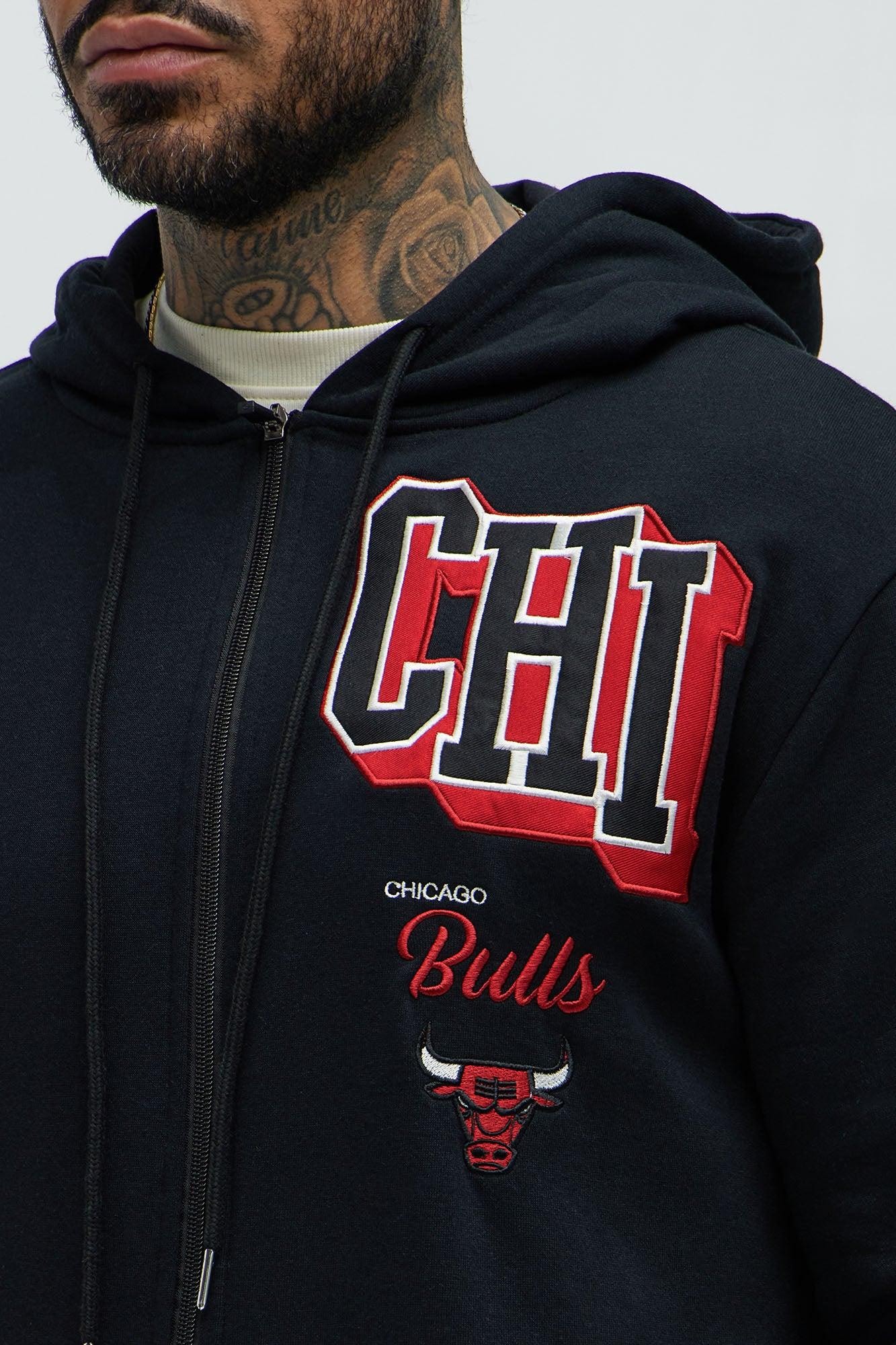 Bulls Bold Zip Up Hoodie - Black Male Product Image