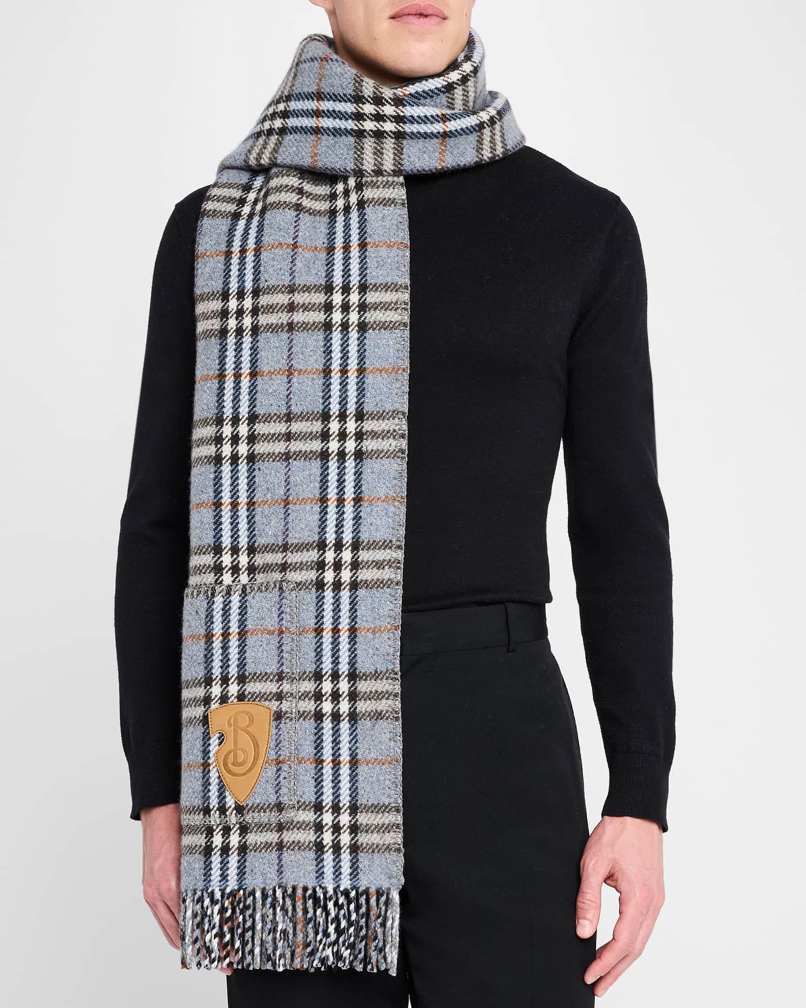 Men's Cashmere and Wool Reversible Scarf with Pockets Product Image
