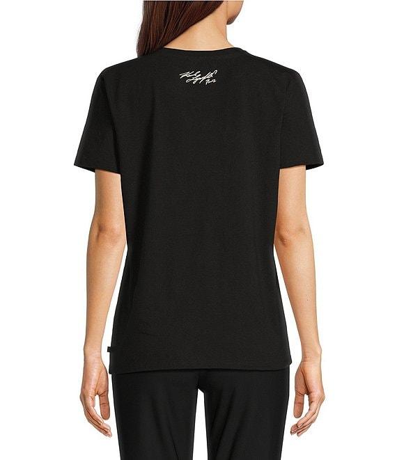 KARL LAGERFELD PARIS Knit Crew Neck Short Sleeve Perfume Graphic Tee Product Image