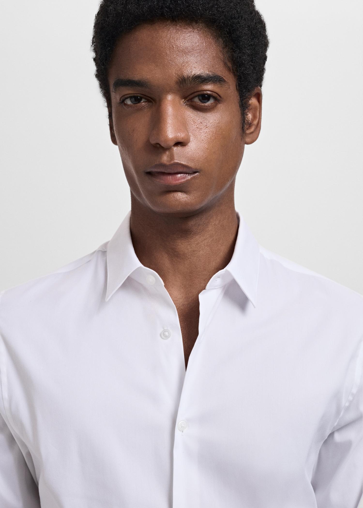 Slim fit cotton suit shirt - Men | MANGO USA Product Image