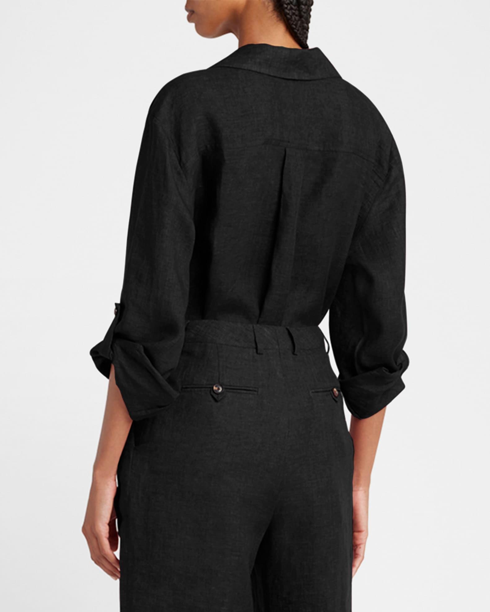 Pleated Linen Bermuda Shorts Product Image