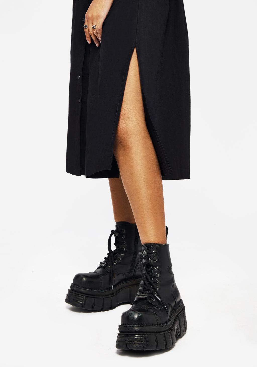 Finis Cotton Button Up Midi Shirt Dress Product Image