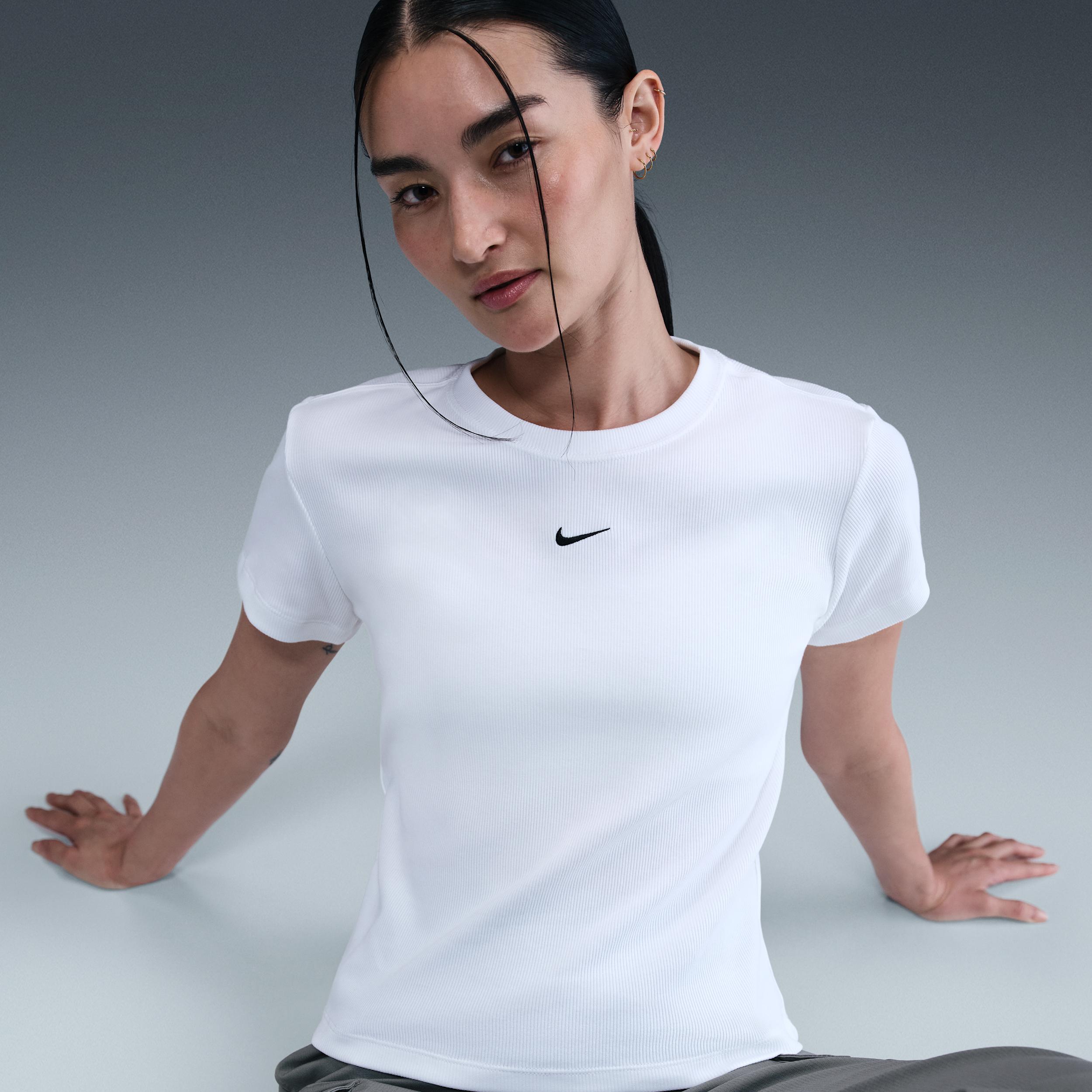 Womens Nike Sportswear Tight Ribbed Short-Sleeve T-Shirt | HV4994-100 Product Image