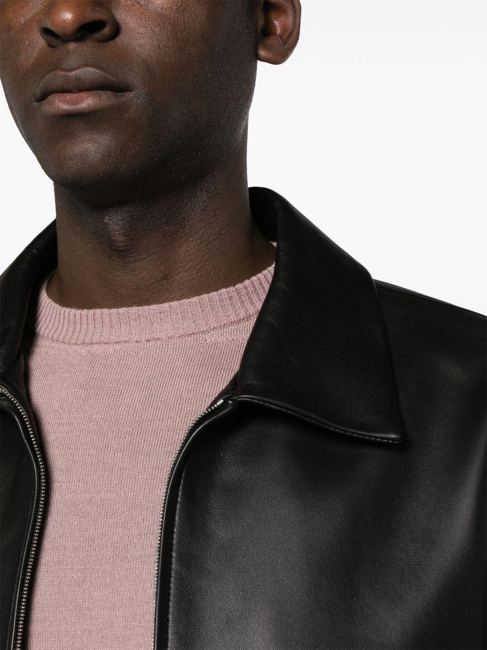 zip-up leather jacket Product Image