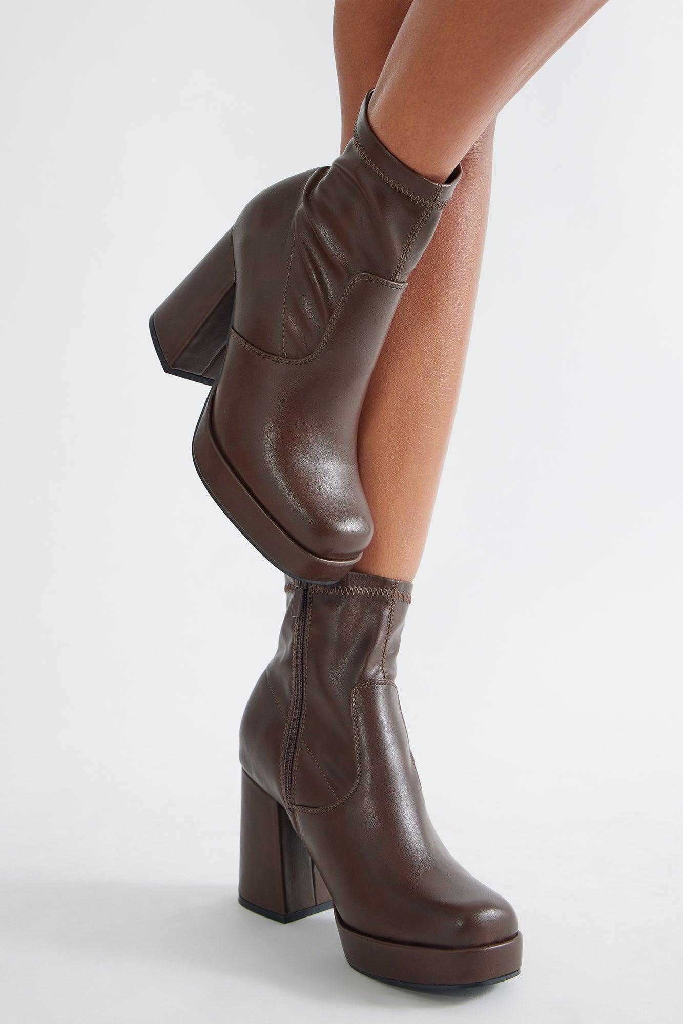 Rebel Platform Booties - Brown Female Product Image