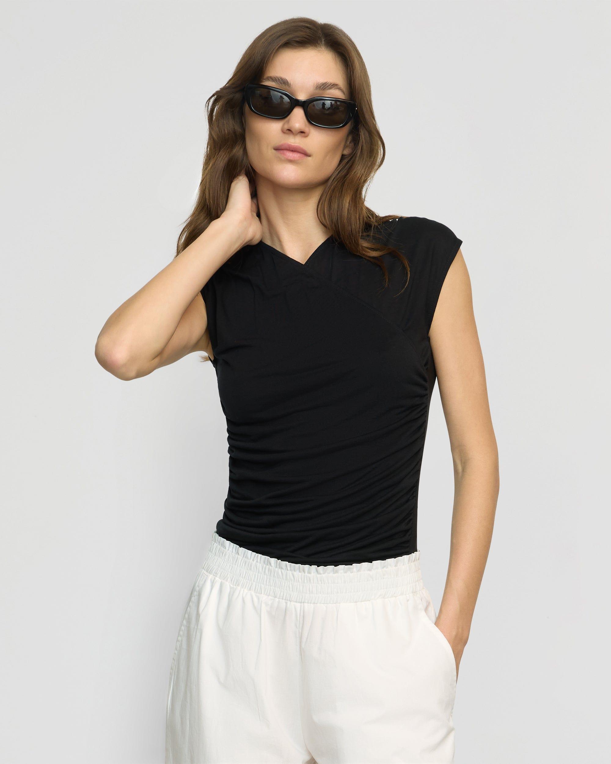 Lila Tencel Wrap-Neck Tee Product Image