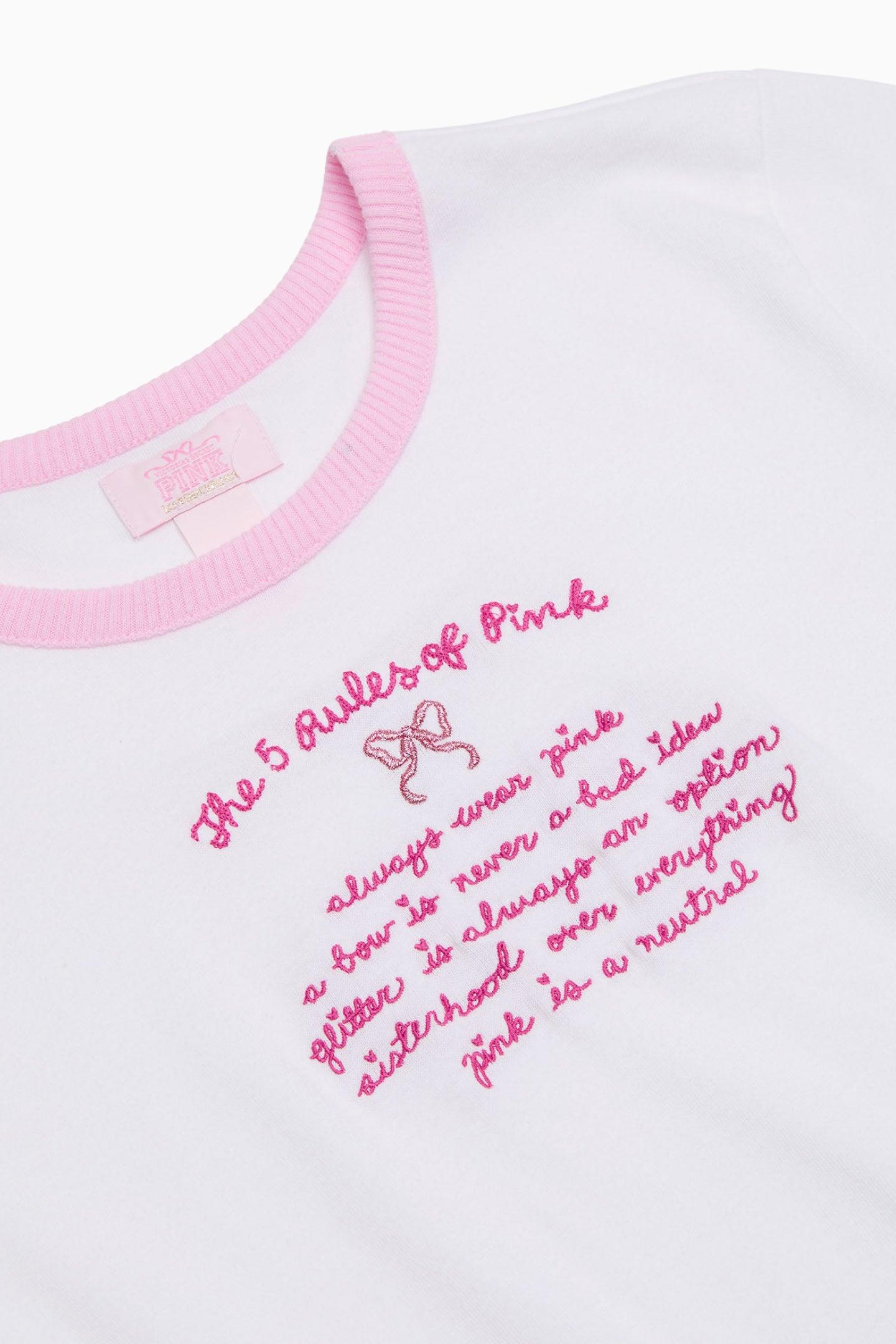 PINK x LoveShackFancy Cotton Baby Tee - PINK LOLLIPOP WASH / S Product Image