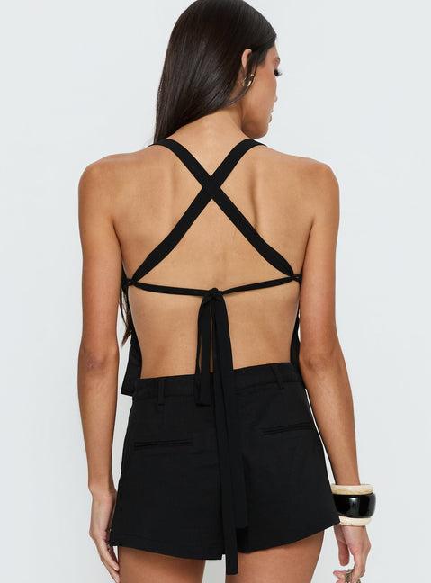 Eboni Multi Wear Cowl Neck Top Black Product Image