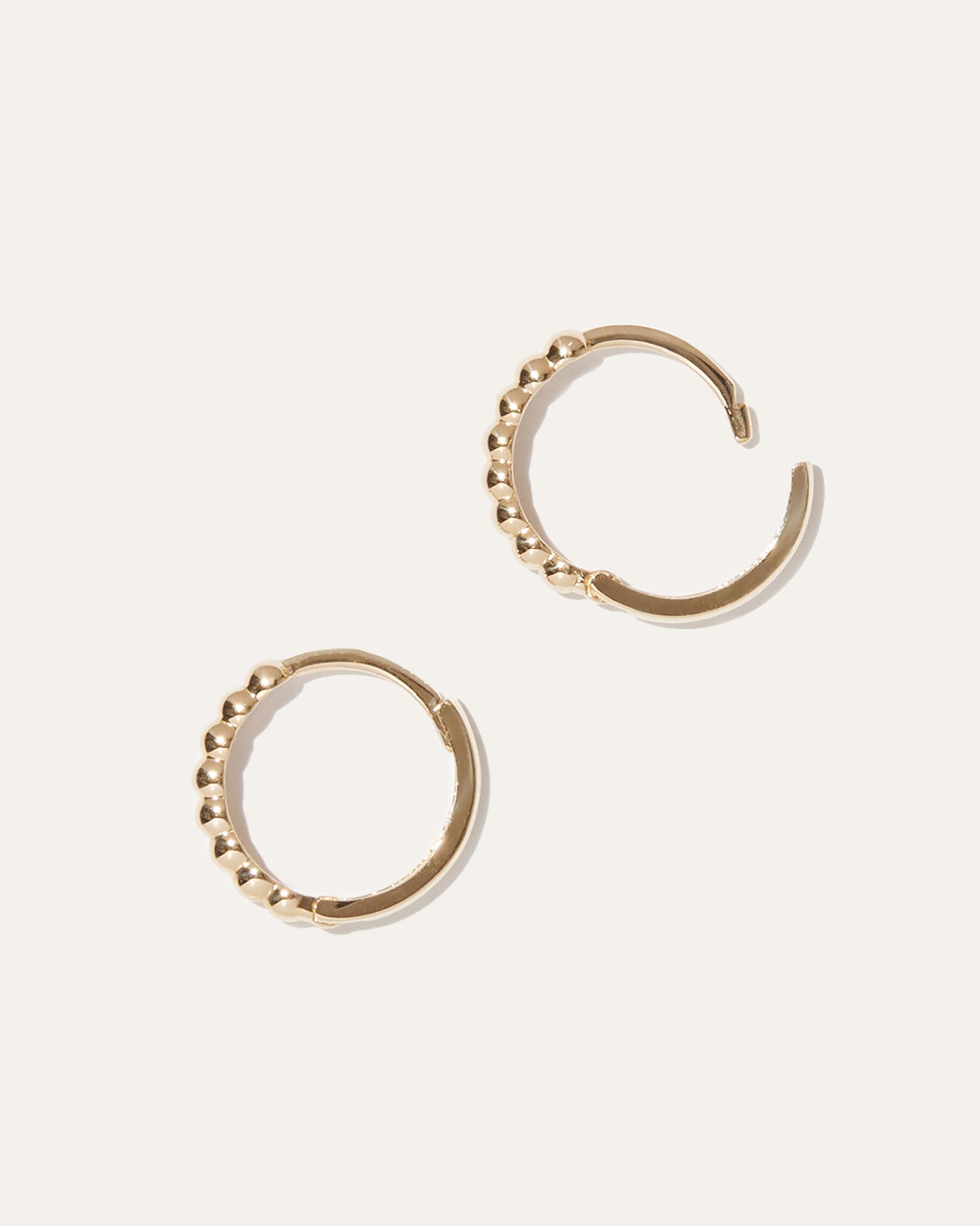 Quince | Women's 14k Gold Beaded Hoop Earrings Product Image