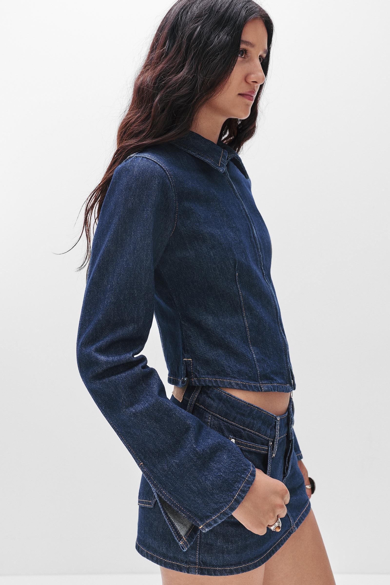 Zip denim shirt Product Image