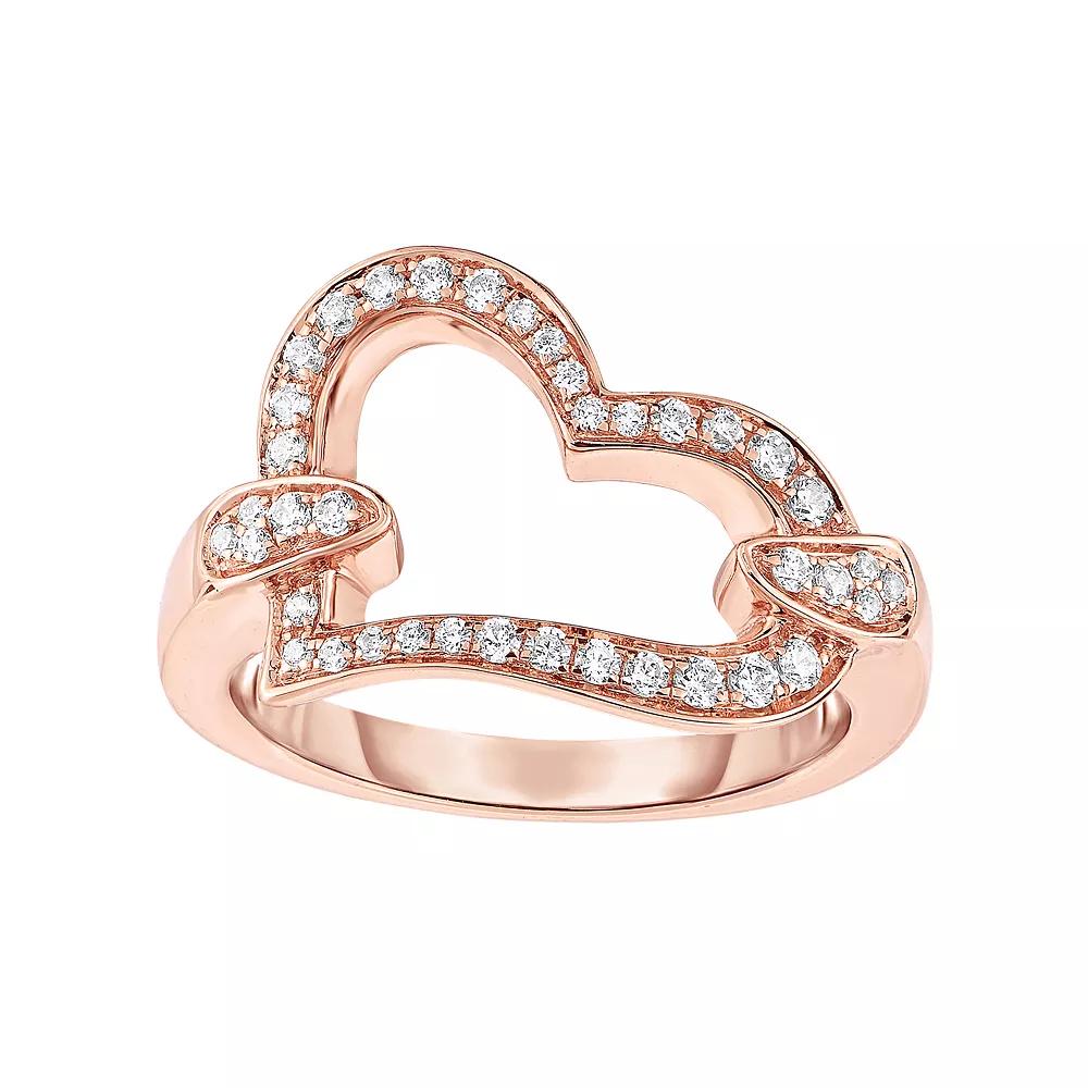 Oro Leoni Sterling Silver Cubic Zirconia Heart Ring, Women's,  Product Image