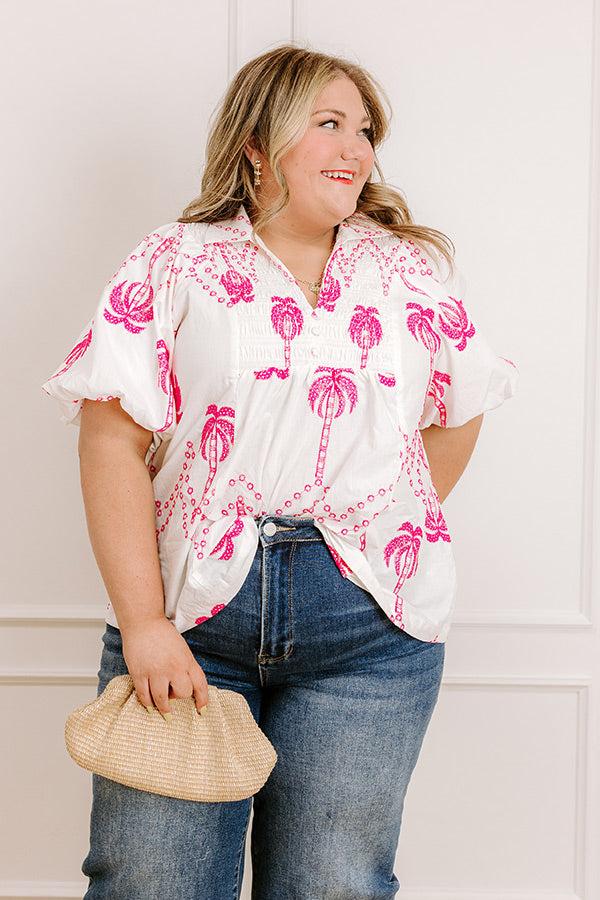 Palms Away Embroidered Top Curves Product Image