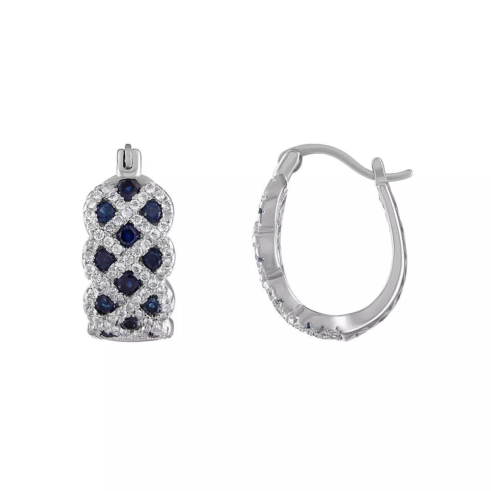 Designs by Gioelli Sterling Silver Lab-Created Sapphire Hoop Earrings, Women's, Lab Created Blue Product Image