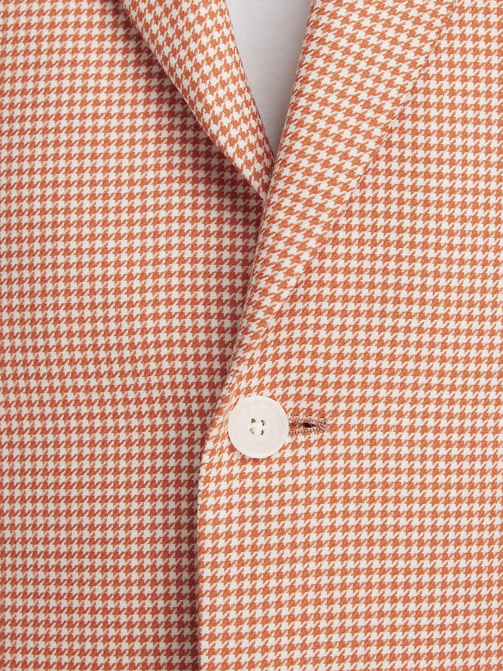 Wool Houndstooth Single Breasted Peak Lapel Sport Coat - Melon Product Image