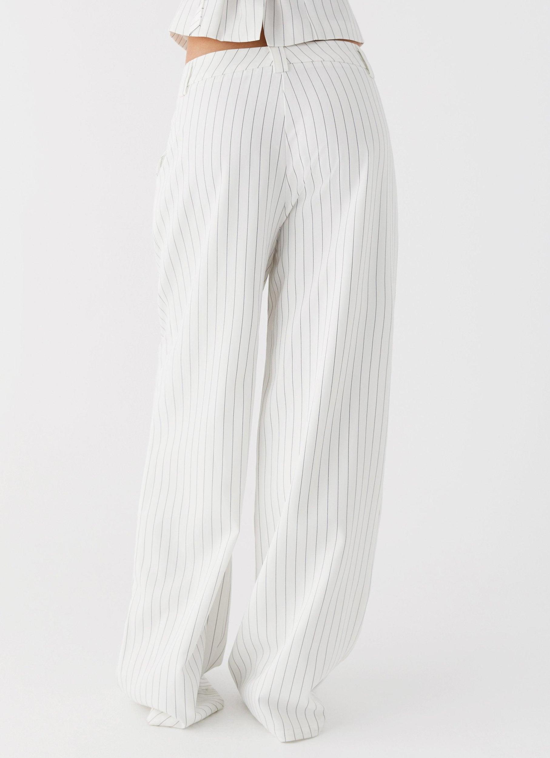 Midnight City Suit Pants - White Pinstripe Product Image