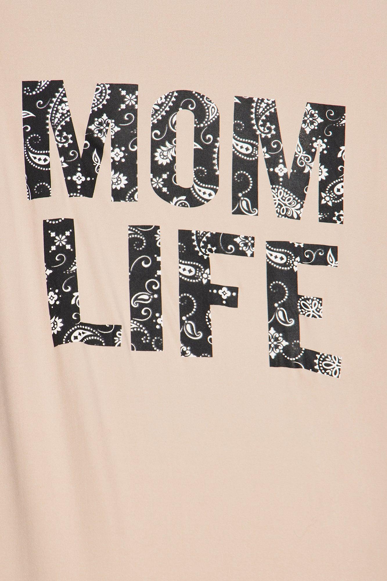 Mom Life PJ Short Set - Tan Product Image