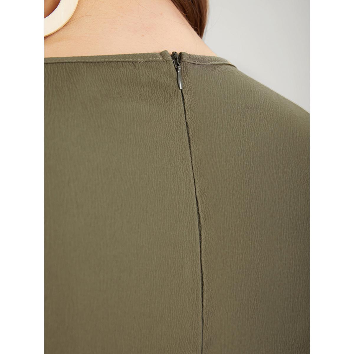 Plus Size Olive Plain Knot Neck Pocket Plicated Detail Tank Jumpsuit Women Casual Sleeveless Tie Neck Dailywear Loose Jumpsuits BloomChic 14-16/1X Product Image