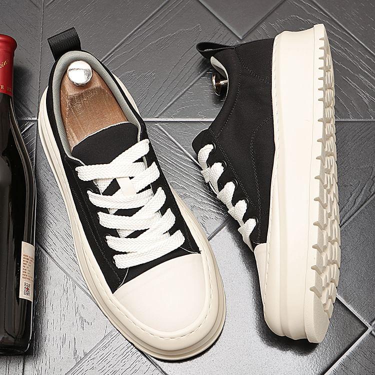 Platform Two Tone Lace-Up Sneakers Product Image