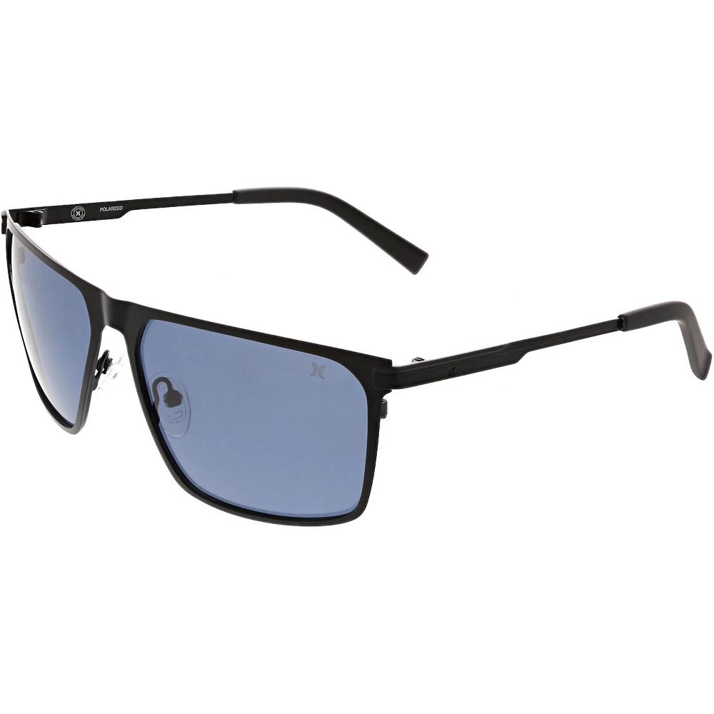Men's Hurley Polarized Metal Flat-Top Square Sunglasses, Black Product Image