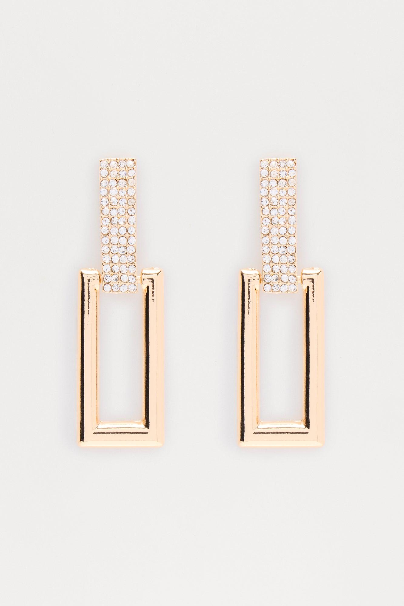 Evening Out Rhinestones Drop Earrings - Gold Female Product Image