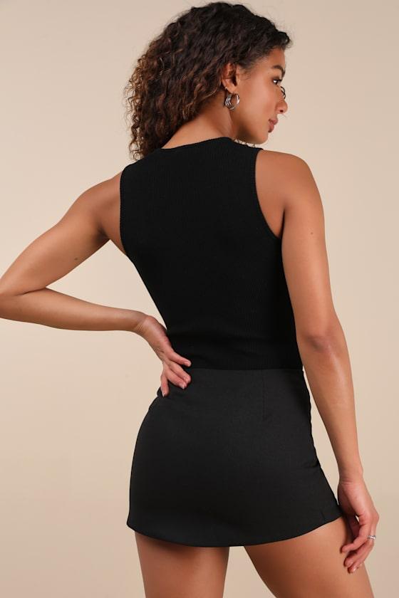 Jalani Black Ribbed Cutout Sleeveless Bodysuit Product Image
